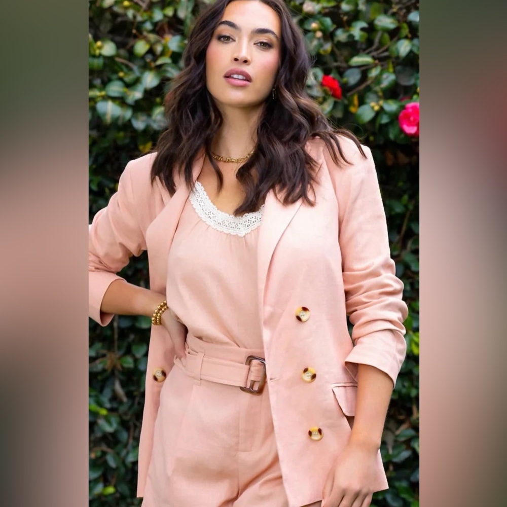 Bishop + Young Summer Blazer Lotus Elegant Pink Women's Blazer Linen